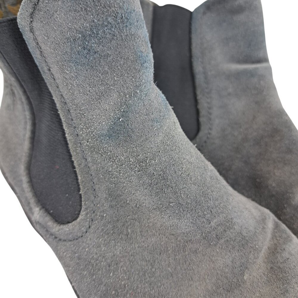 Fly London Phil Gray Suede Wedge Boots Size 38 US 7.5-8 Pull On Chelsea Chunky - Picture 2 of 13